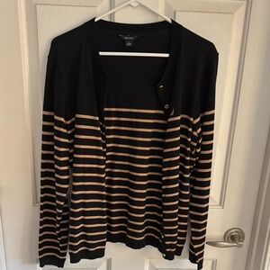 NWOT Nautica SZ L Women’s Black and Tan Striped Lightweight Cardigan